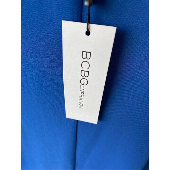 BCBGeneration Sz S NECK TIE A-LINE DRESS FLUTTER SLEEVE CHIFFON DRESS BLUE - Picture 11 of 13
